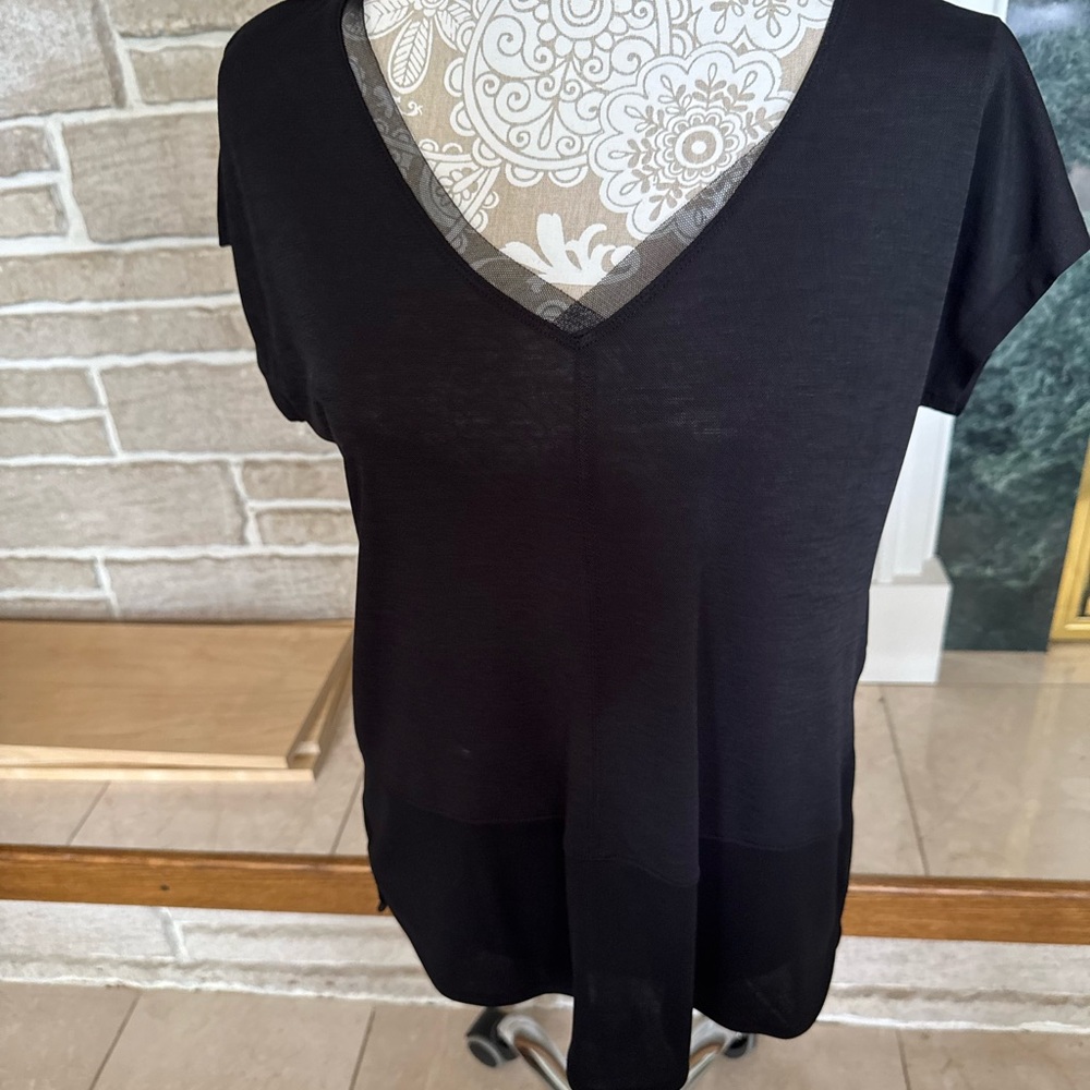 Bar III Mixed Media Mesh Top SIze Small Black